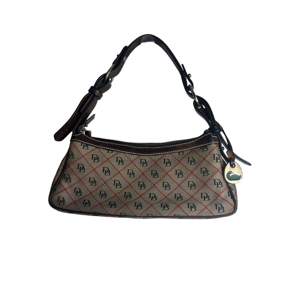 Dooney & Bourke Y2K Monogram Jacquard Baguette Bag – Red Black Tan Shoulder Bag